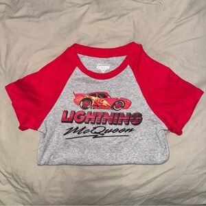 disney red and gray lightning mcqueen graphic tee